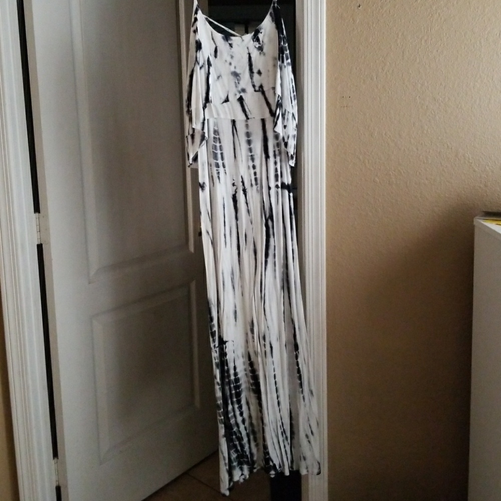 White and blue tiedye maxi